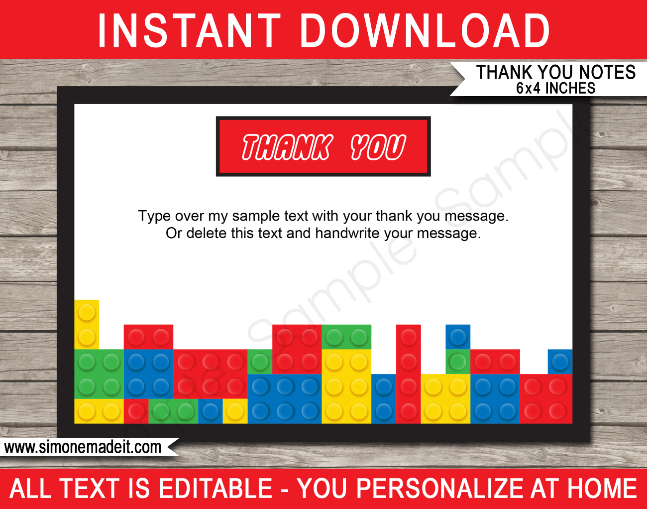 Lego Party Thank You Cards Template intended for Lego Thank You Cards Printable Free