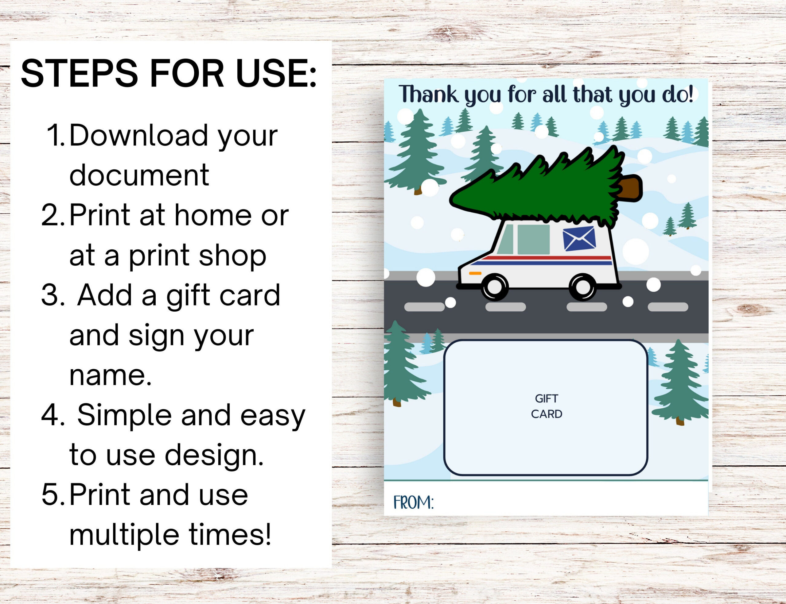 Mailman Gift Card Holder, Christmas Gift For Mail Carrier, Postal with Free Printable Christmas Card For Mail Carrier