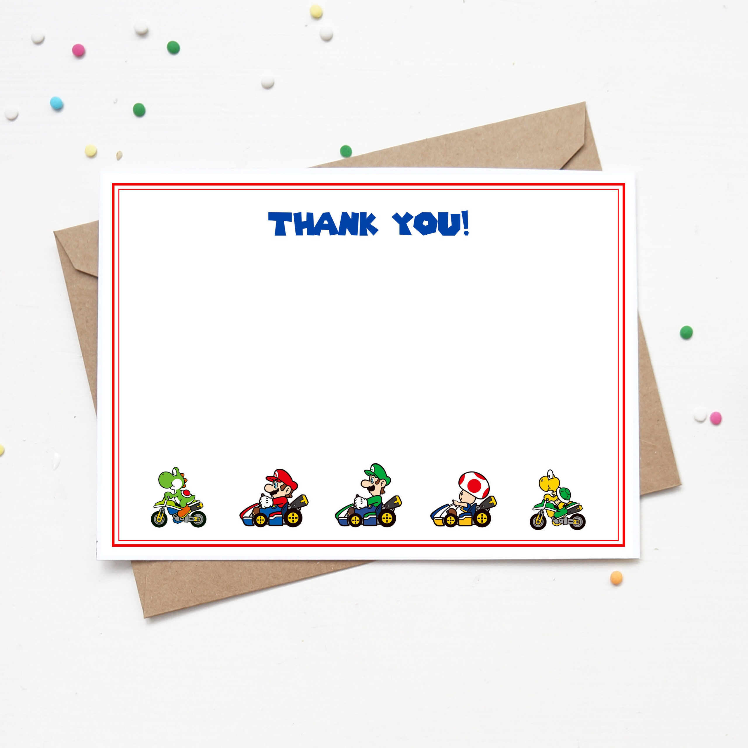 Mario Kart Thank You Card | Instant Download - Etsy.de within Mario Thank You Cards Printable