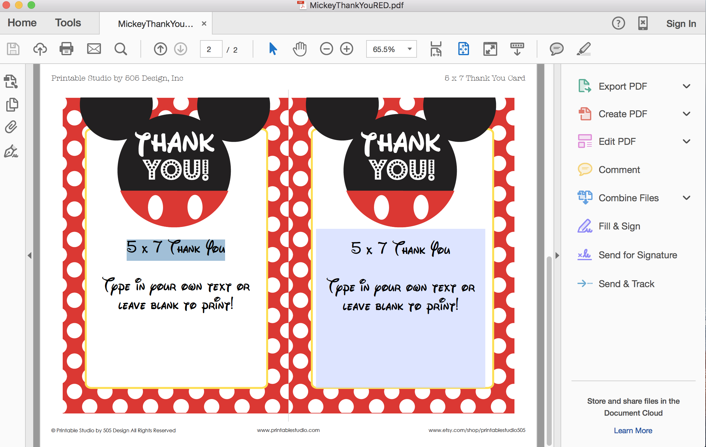 Mickey Mouse Thank You Card for Mickey Mouse Thank You Photo Cards Printable