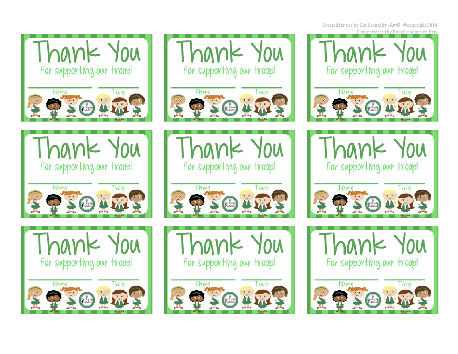 My Fashionable Designs: Girl Scouts - Free Printable Thank You Cards intended for Girl Scout Thank You Cards Free Printable