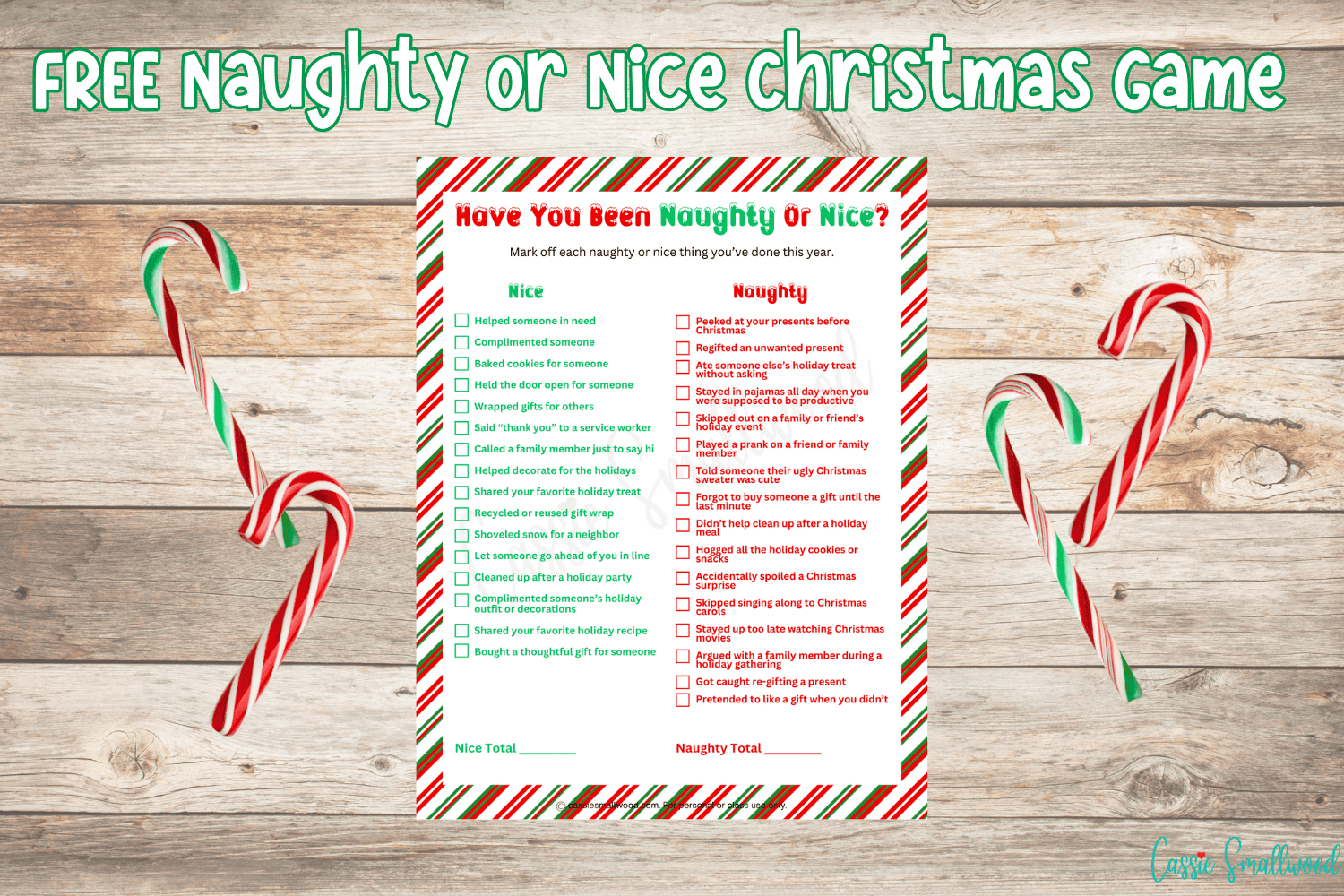 Naughty Or Nice Christmas Game (Free Printable) - Cassie Smallwood pertaining to Christmas Printable Games
