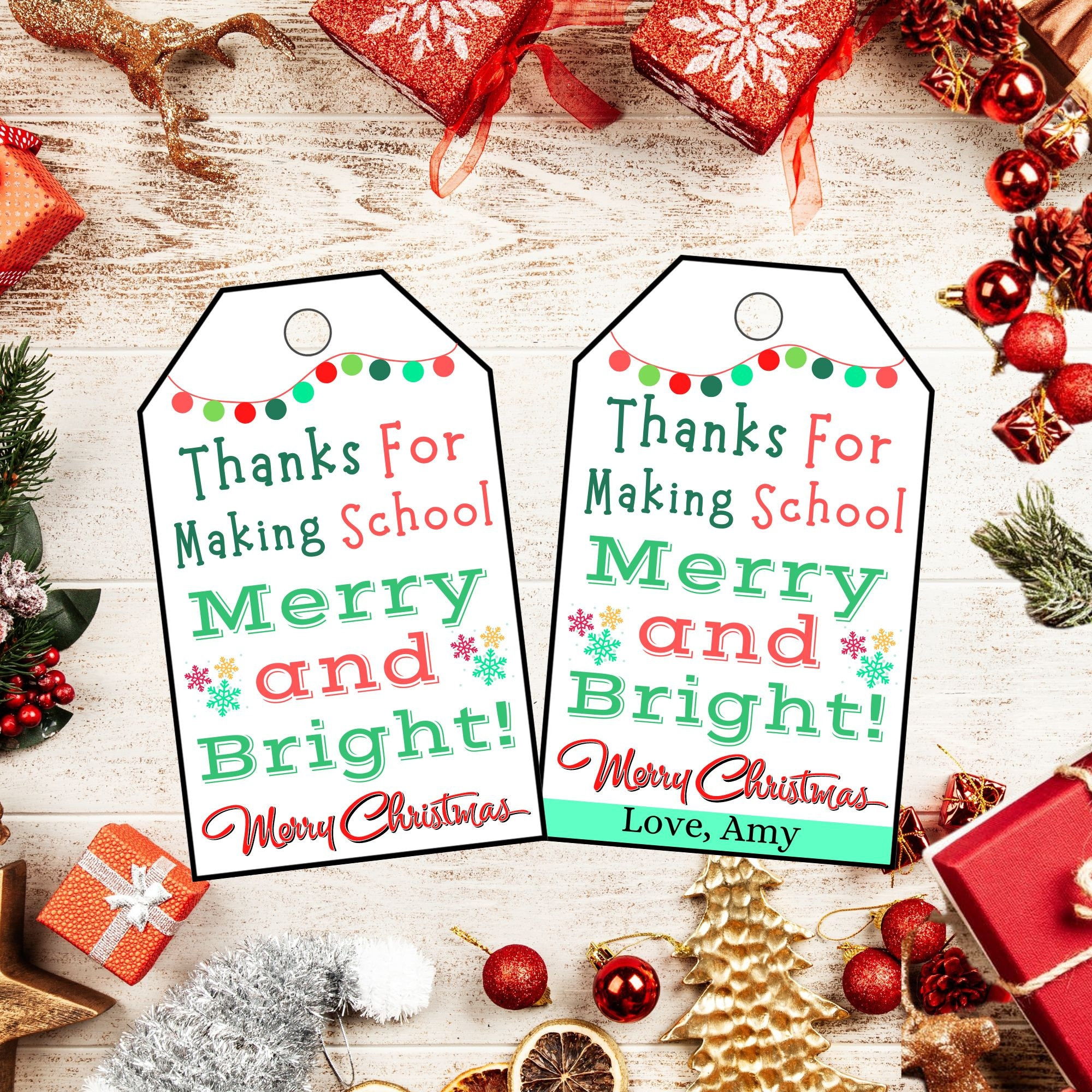 Personalized Christmas Gift Tags – Teacher Appreciation, School inside Printable Christmas Tags For Teachers