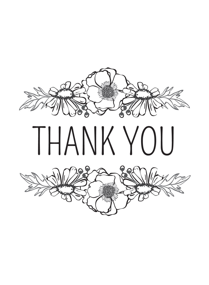 Photo Card Template: Thank You - Flowers - Black On White Template with regard to Flower Thank You Cards Printable