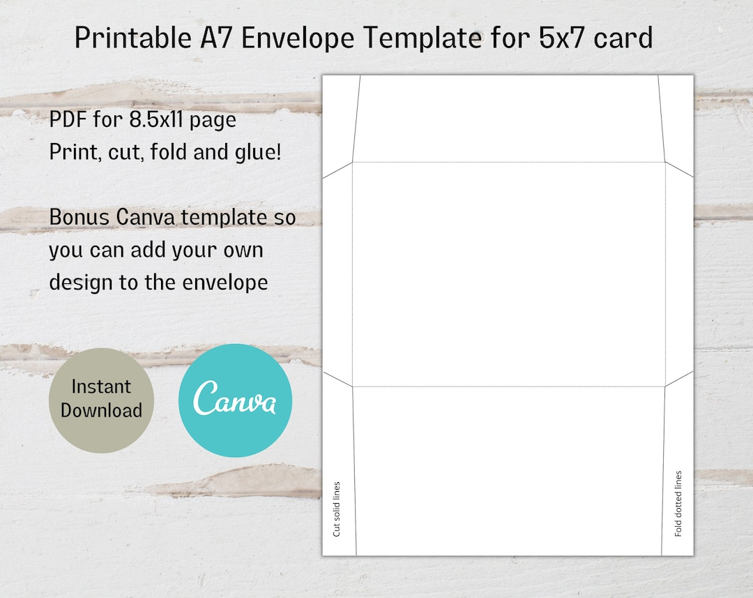 Printable A7 Envelope Template For 5X7 Card, Canva A7 Envelope Template -  Etsy inside Printable Christmas Card Envelopes 5x7