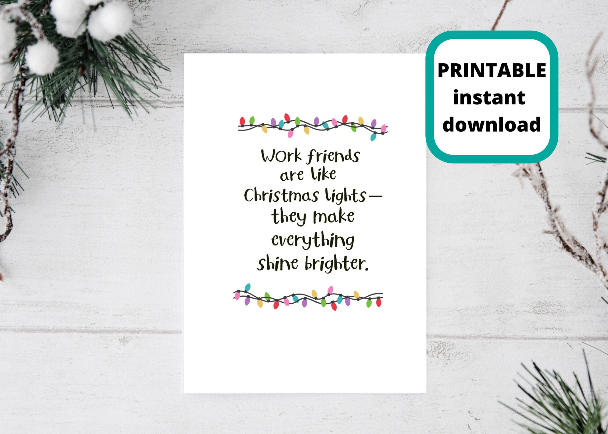 Printable Christmas Card For Coworker: Work Friends (Digital in Printable Christmas Card For Coworker
