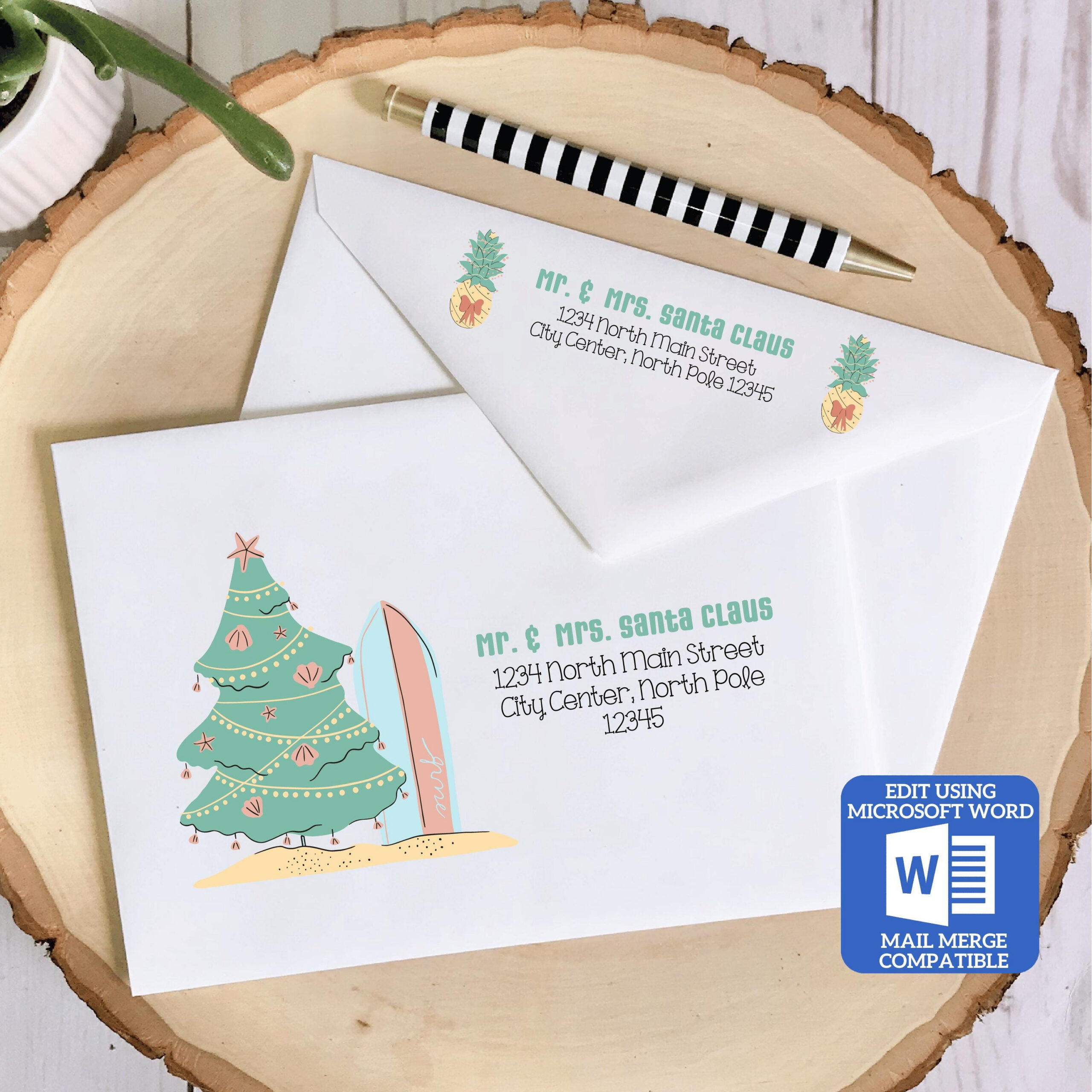 Printable Christmas Envelope Template | Hawaiian Holiday Design inside Printable Christmas Card Envelopes 5x7