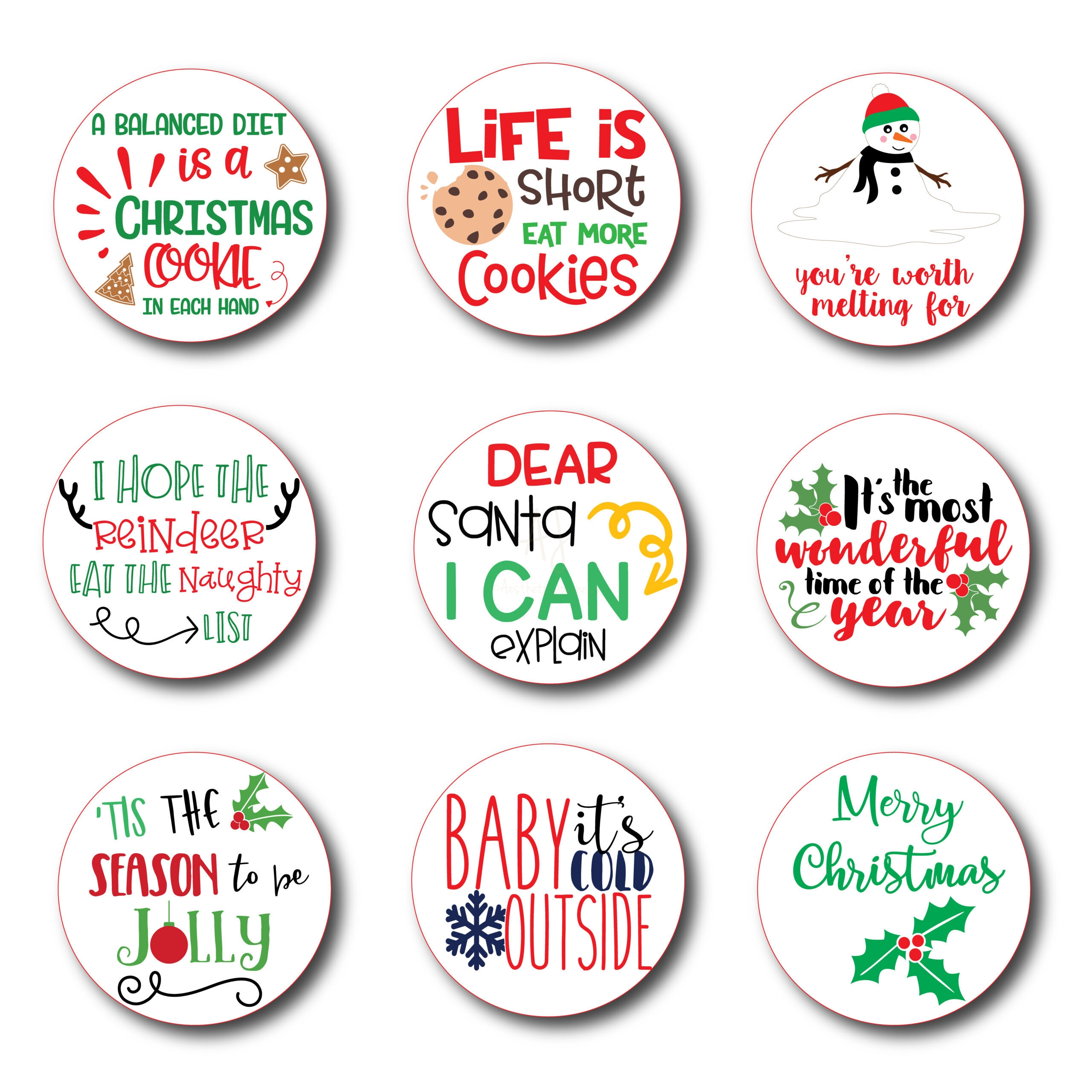 Printable Christmas Sticker With Cute Sayings within Christmas Printable Stickers
