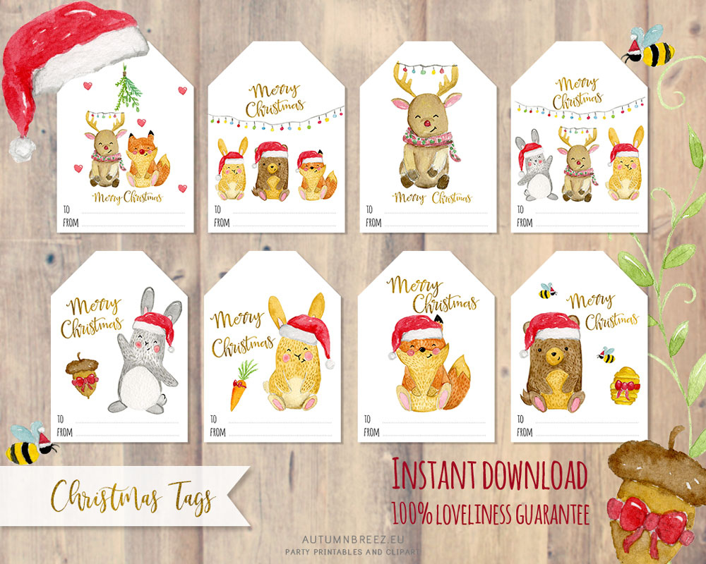 Printable Christmas Tags With Cute Woodland Animals intended for Cute Christmas Gift Tags Printable
