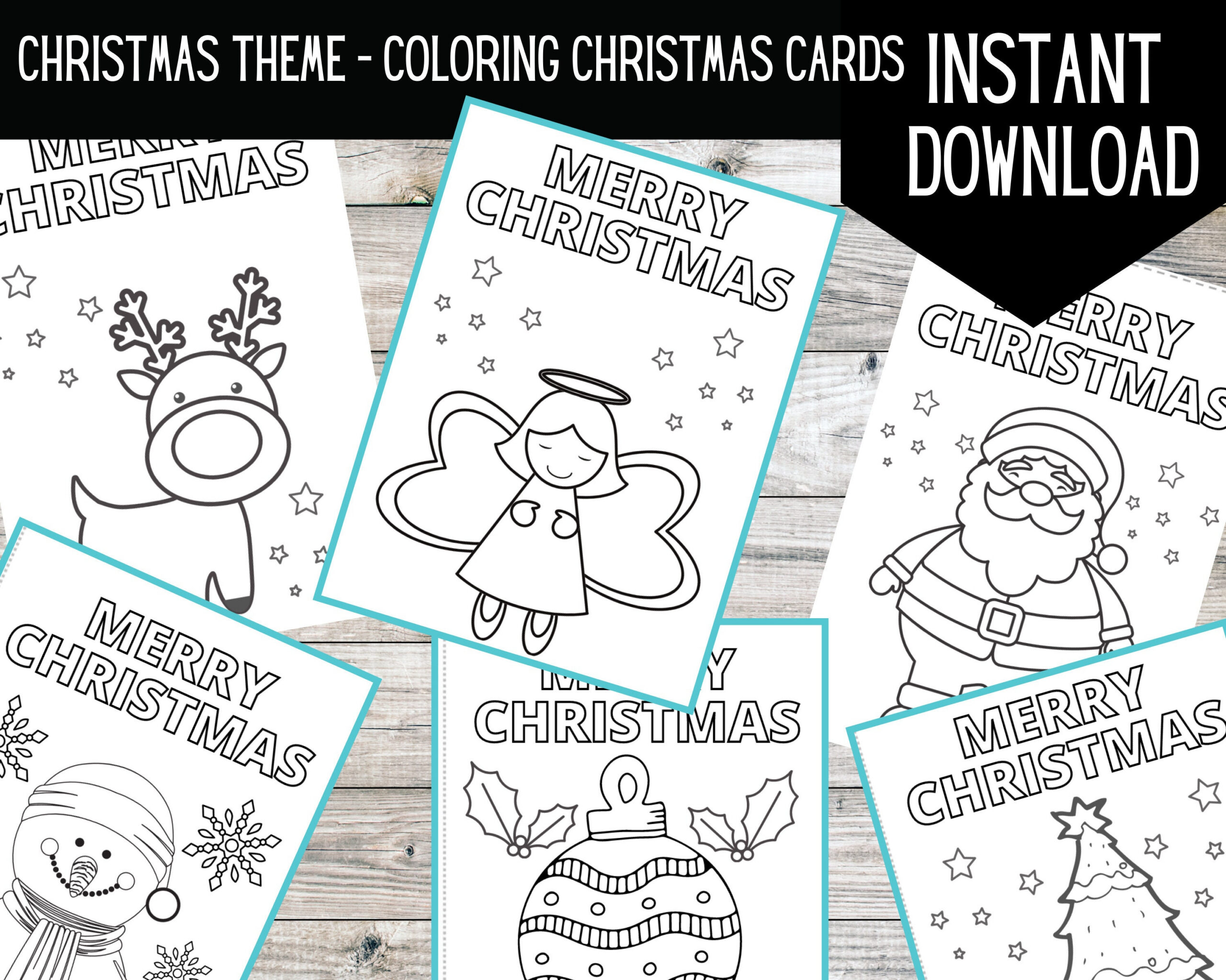 Printable Colouring Christmas Cards | Digital Download | Christmas throughout Printable Christmas Cards For Kids To Color