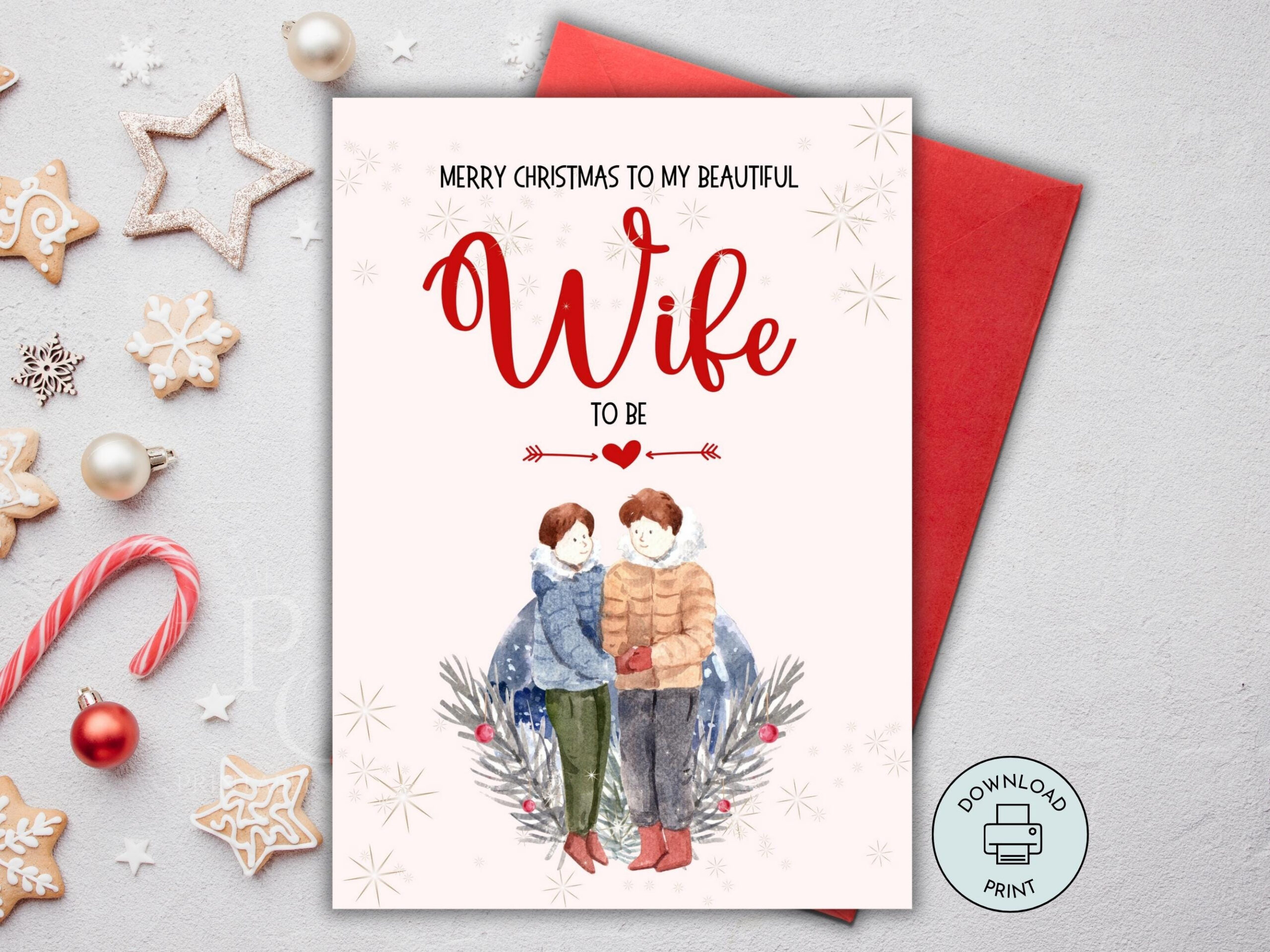Printable Romantic Christmas Card For Wife To Be, Fiancée throughout Printable Christmas Card For My Wife