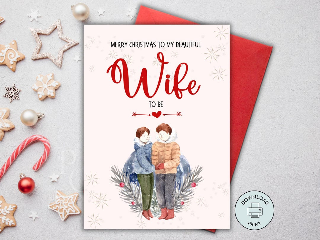 Printable Romantic Christmas Card For Wife To Be, Fiancée throughout Printable Christmas Card For Wife