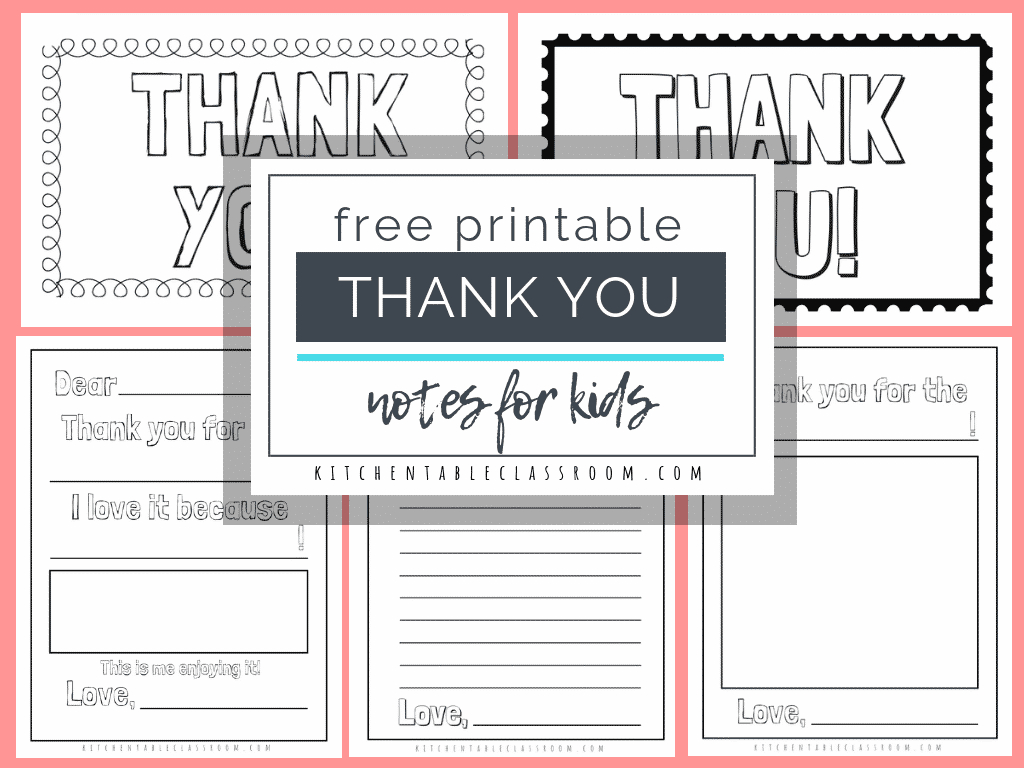 Printable Thank You Cards For Kids - The Kitchen Table Classroom with regard to Kid Thank You Cards Free Printable