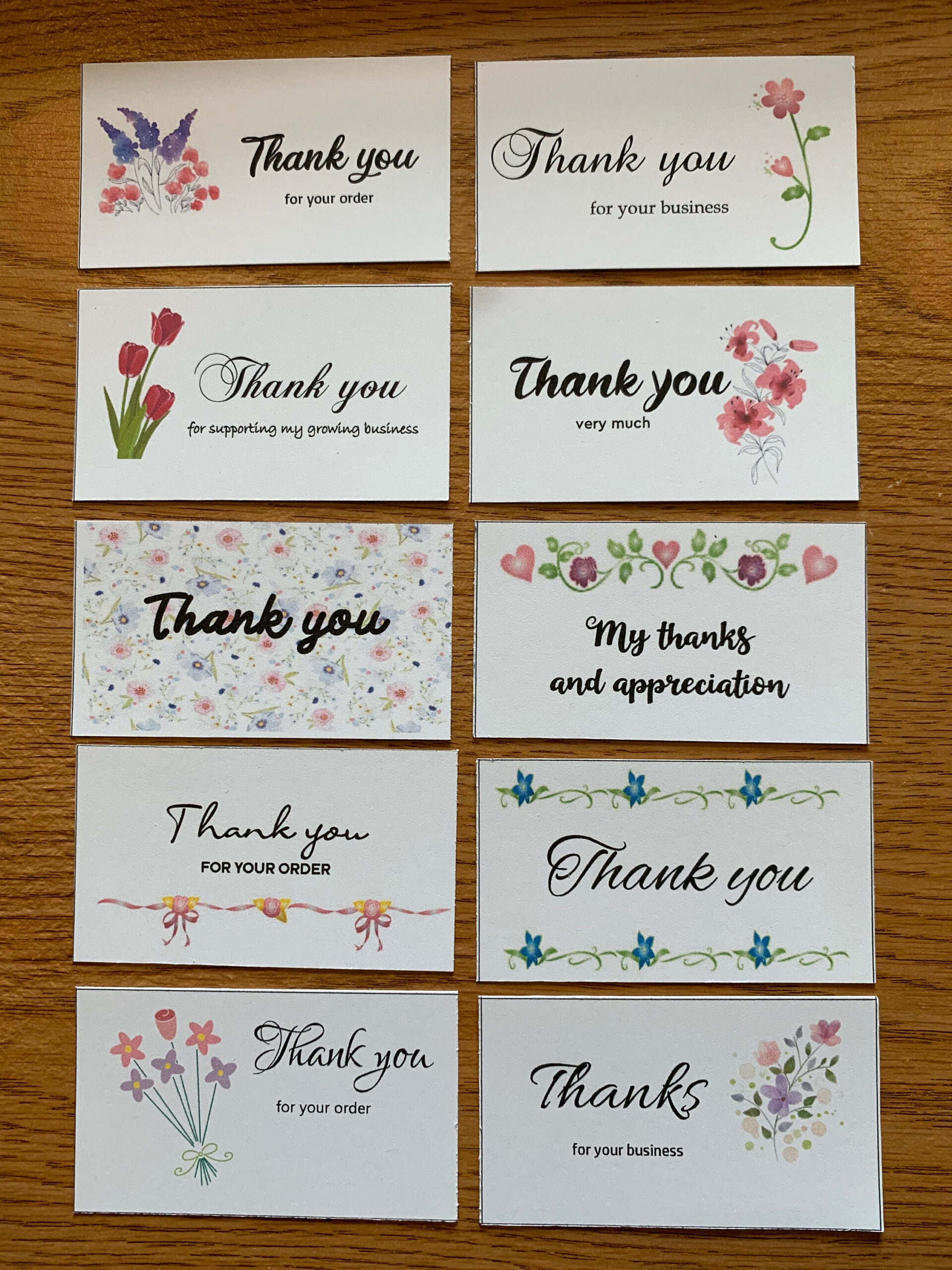 Printable Thank You For Your Order Cards, Set Of 10, Mini Cards pertaining to Printable Mini Thank You Cards