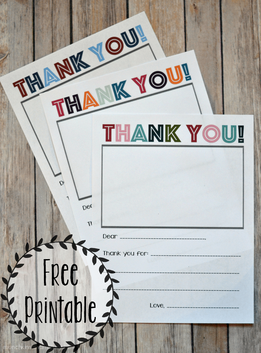 Printable Thank You Note - Three Little Ferns - Family Lifestyle Blog inside Free Printable Thank You Cards For Kids