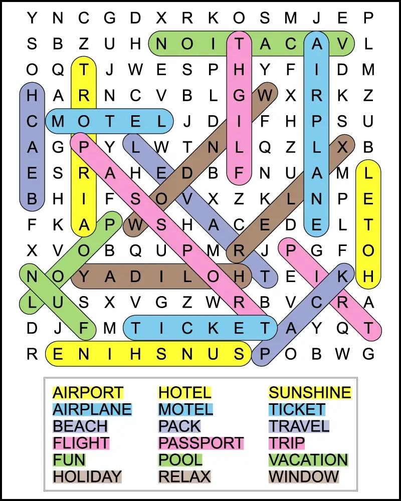 Printable Vacation Word Search For Kids - Tree Valley Academy within Holiday Word Search Printable with Answers