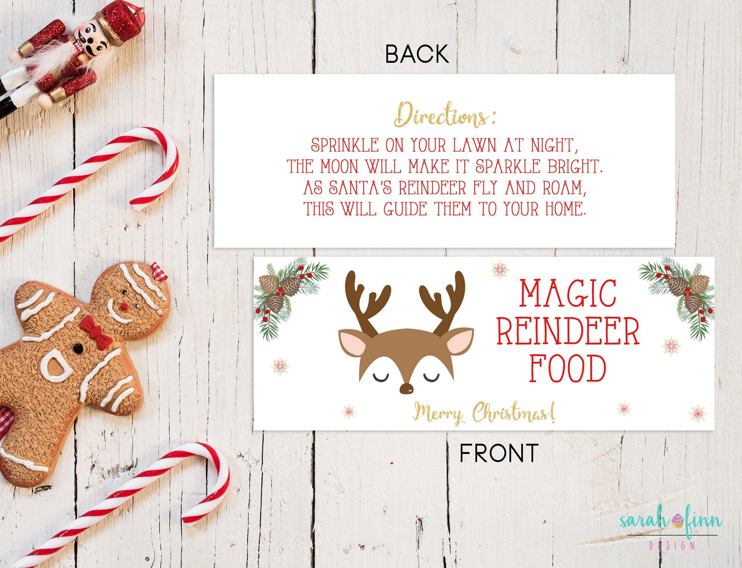 Reindeer Food Bag Topper Printable File Instant Download School pertaining to Reindeer Food Free Printable Bag Topper
