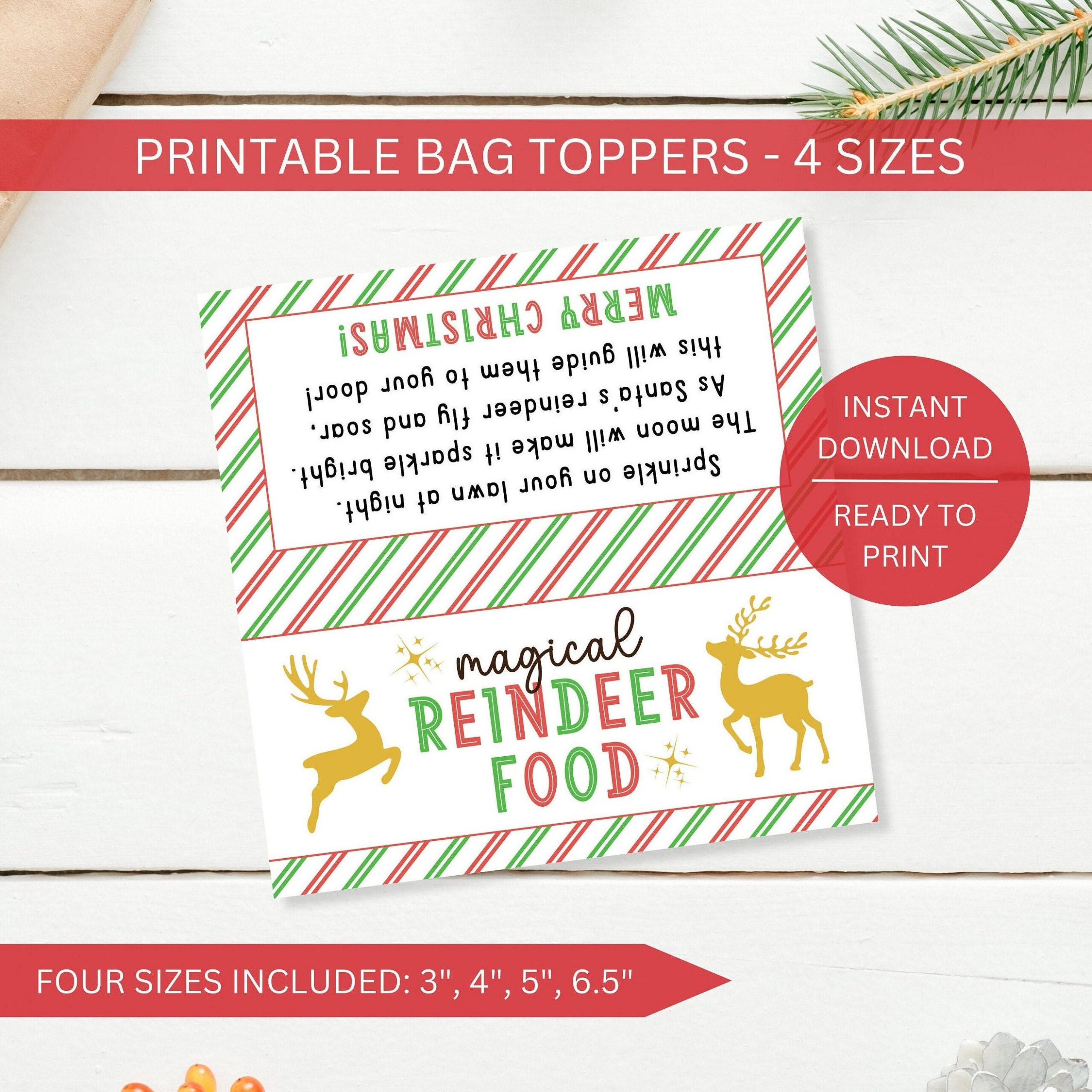 Reindeer Food Bag Topper Printable, Magische Reindeer Food intended for Reindeer Food Free Printable Bag Topper