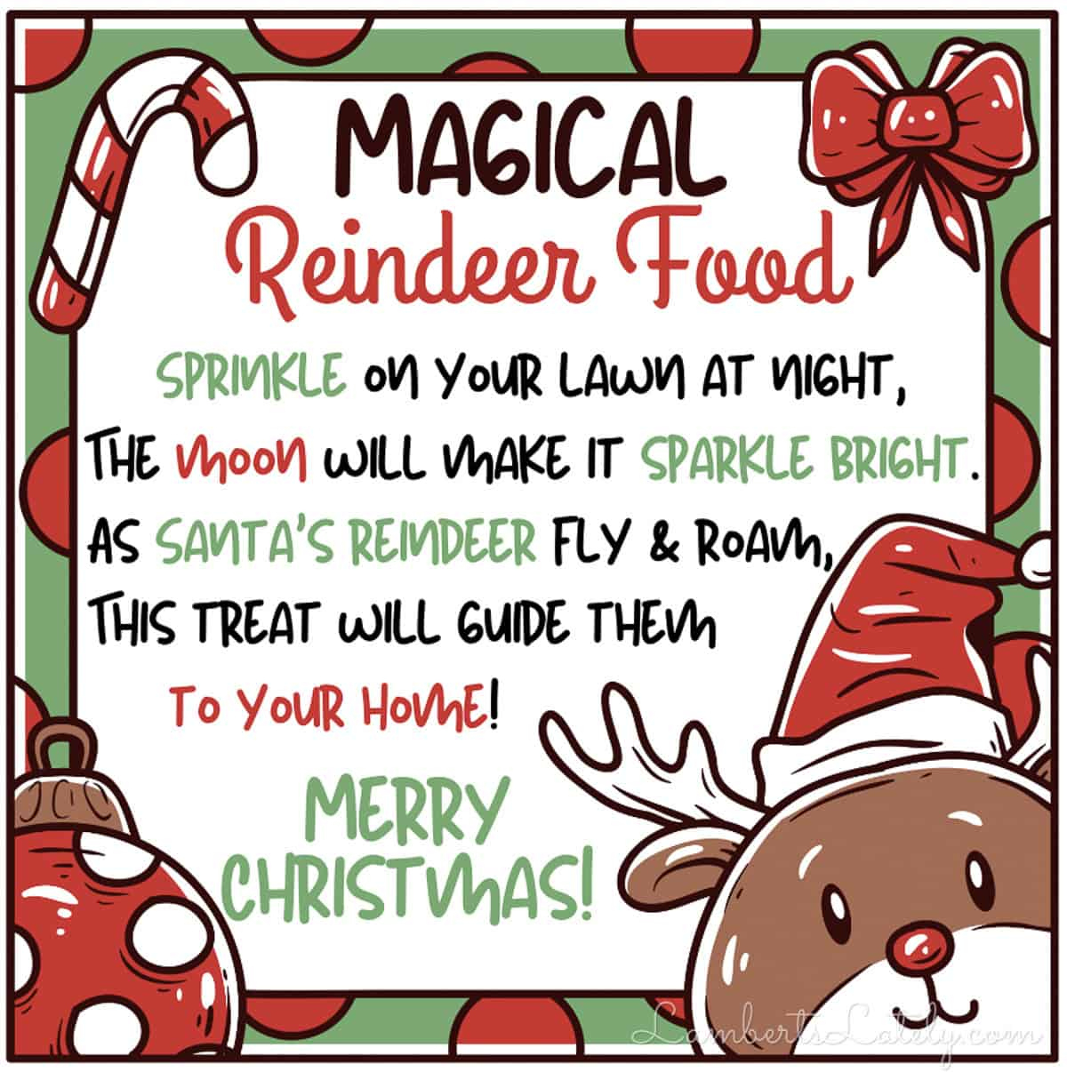 Reindeer Food Recipe &amp;amp; Poem Printable | Lamberts Lately with Reindeer Food Printable Recipe