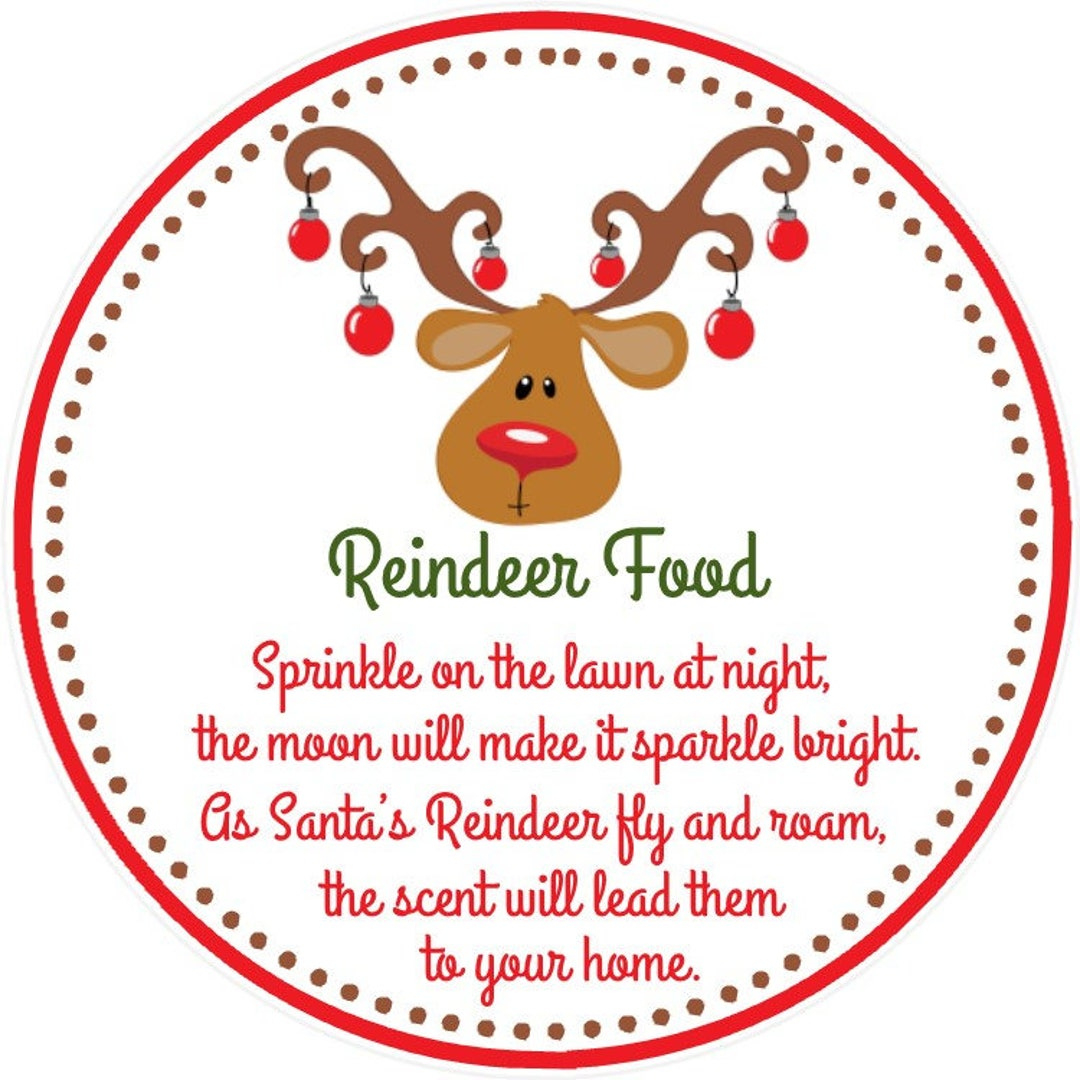 Reindeer Food Tags - Printable File - Instant Download / Reindeer throughout Reindeer Food Printable Label