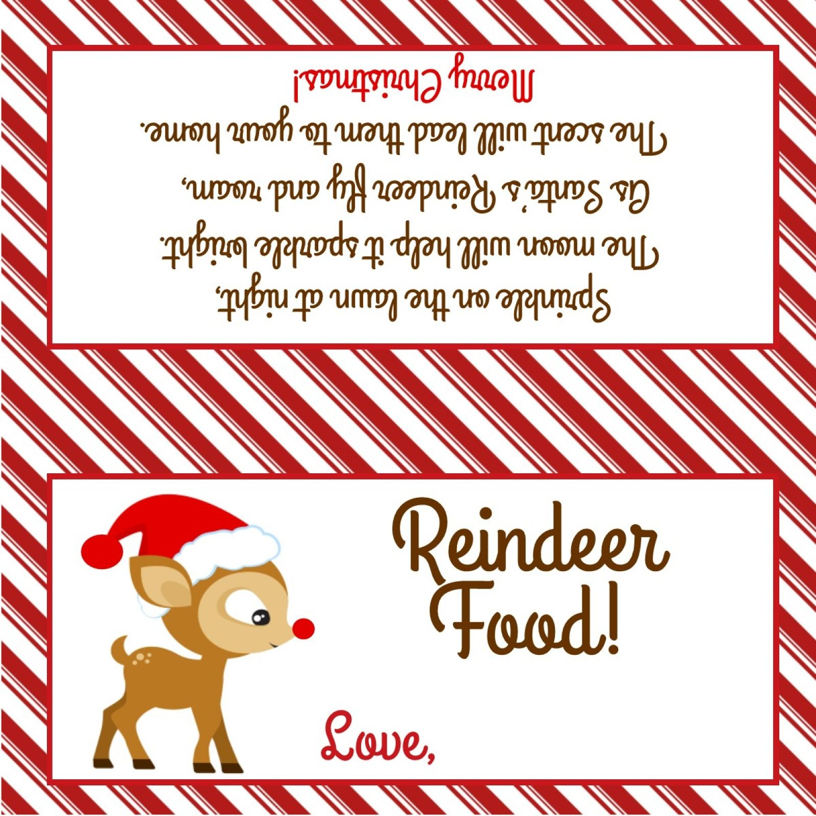 Reindeer Food - Treat Bag Topper - Digital File - You Print! in Reindeer Food Free Printable Bag Topper