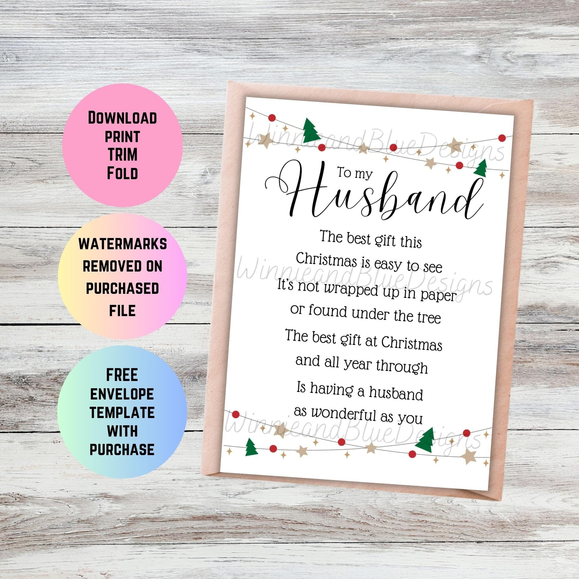 Romantic Christmas Poem Card For Husband (Printable Pdf) within Printable Christmas Card Husband