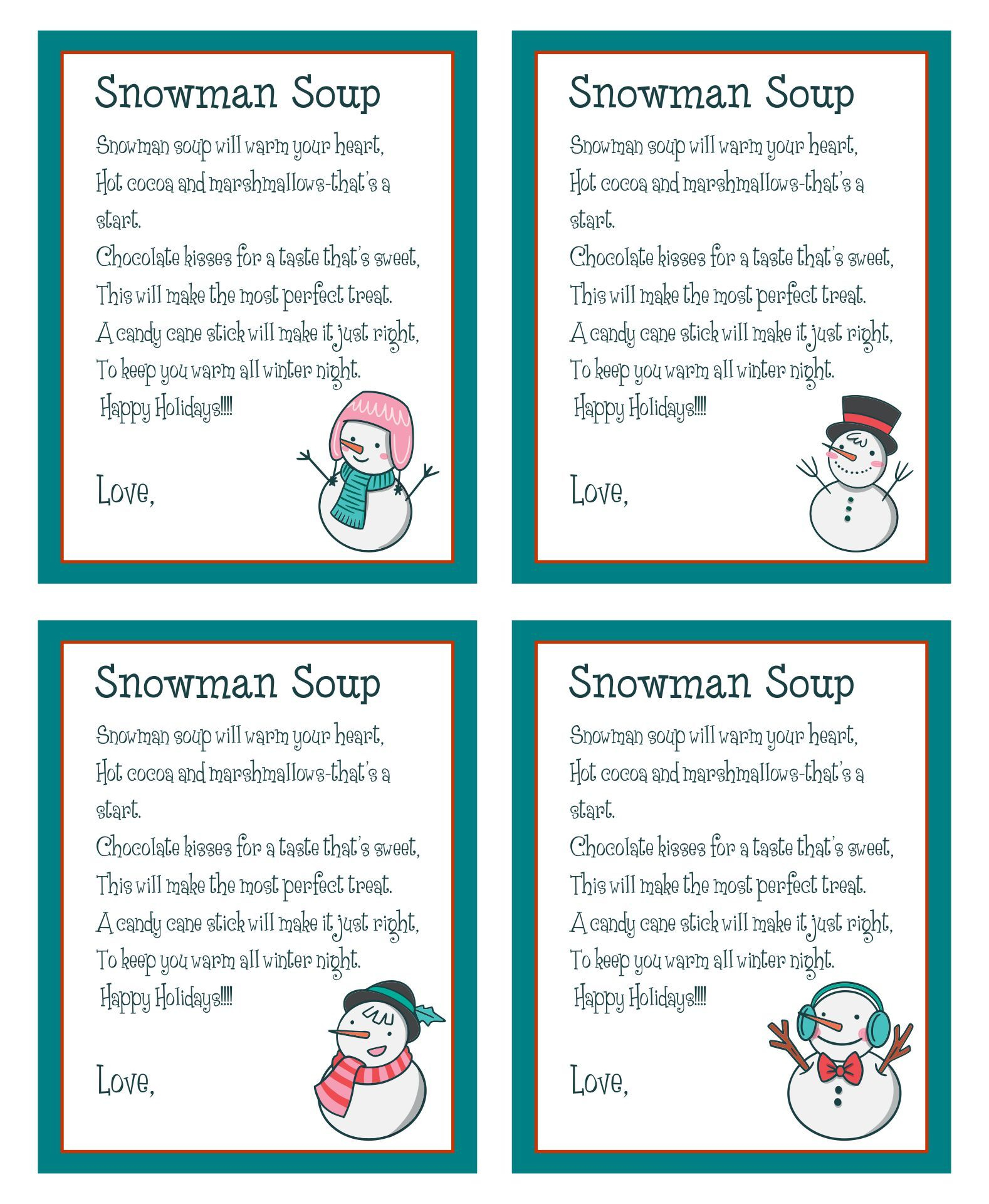 Snowman Soup Labels - 10 Free Pdf Printables | Printablee intended for Free Printable Snowman Soup Labels