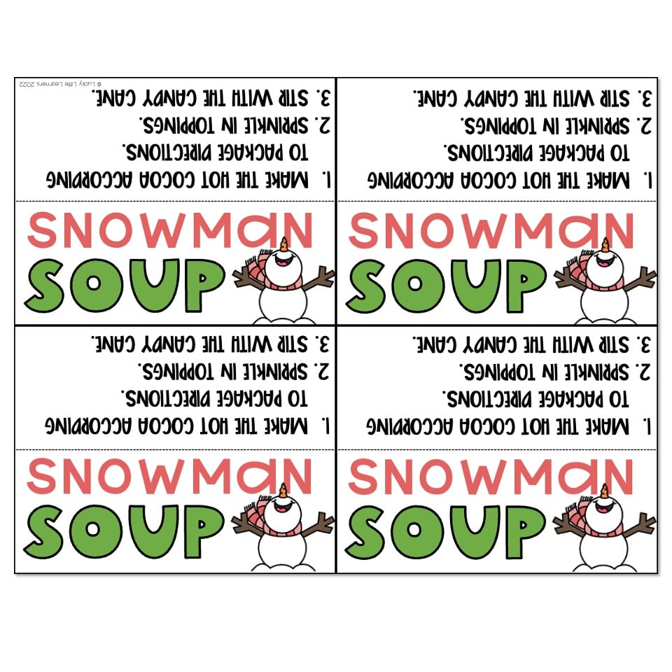 Snowman Soup Tag - Lucky Little Learners inside Snowman Soup Printable Tags