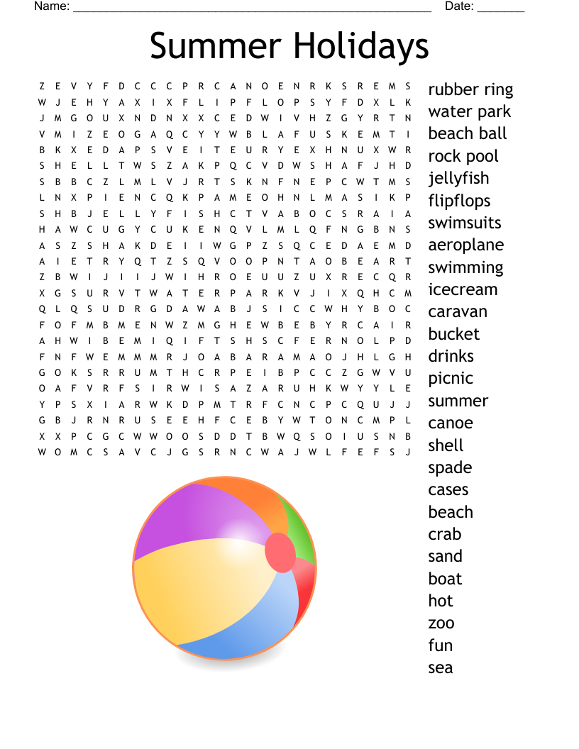 Summer Holidays Word Search - Wordmint in Summer Holiday Word Search Printable