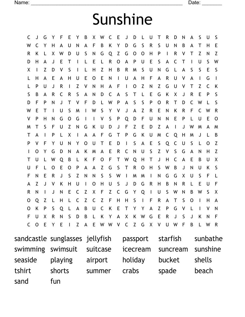 Summer Holidays Word Search - Wordmint throughout Summer Holiday Word Search Printable