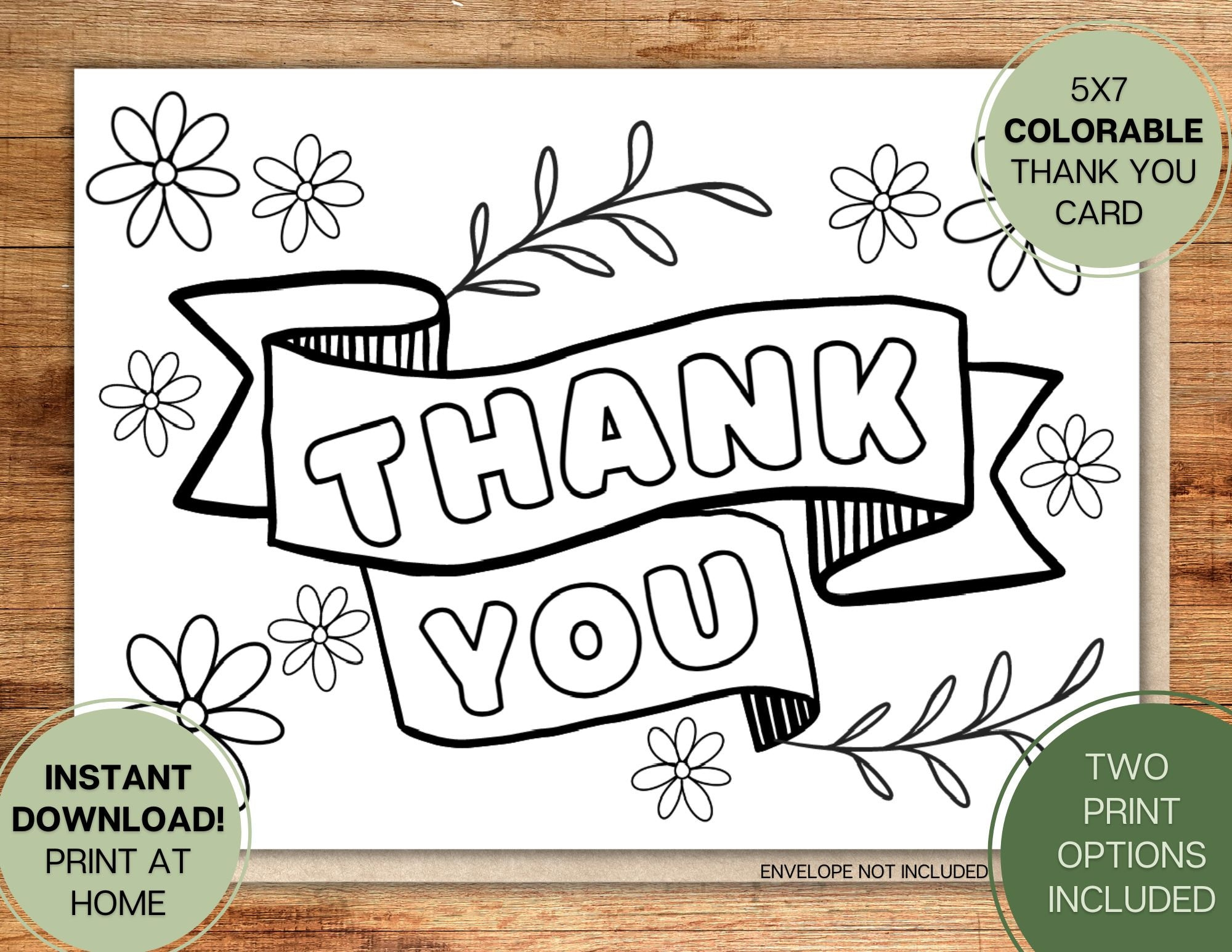Thank You Card From Child L Colorable Coloring Craft L Gift L pertaining to Free Thank You Cards Printable 5X7