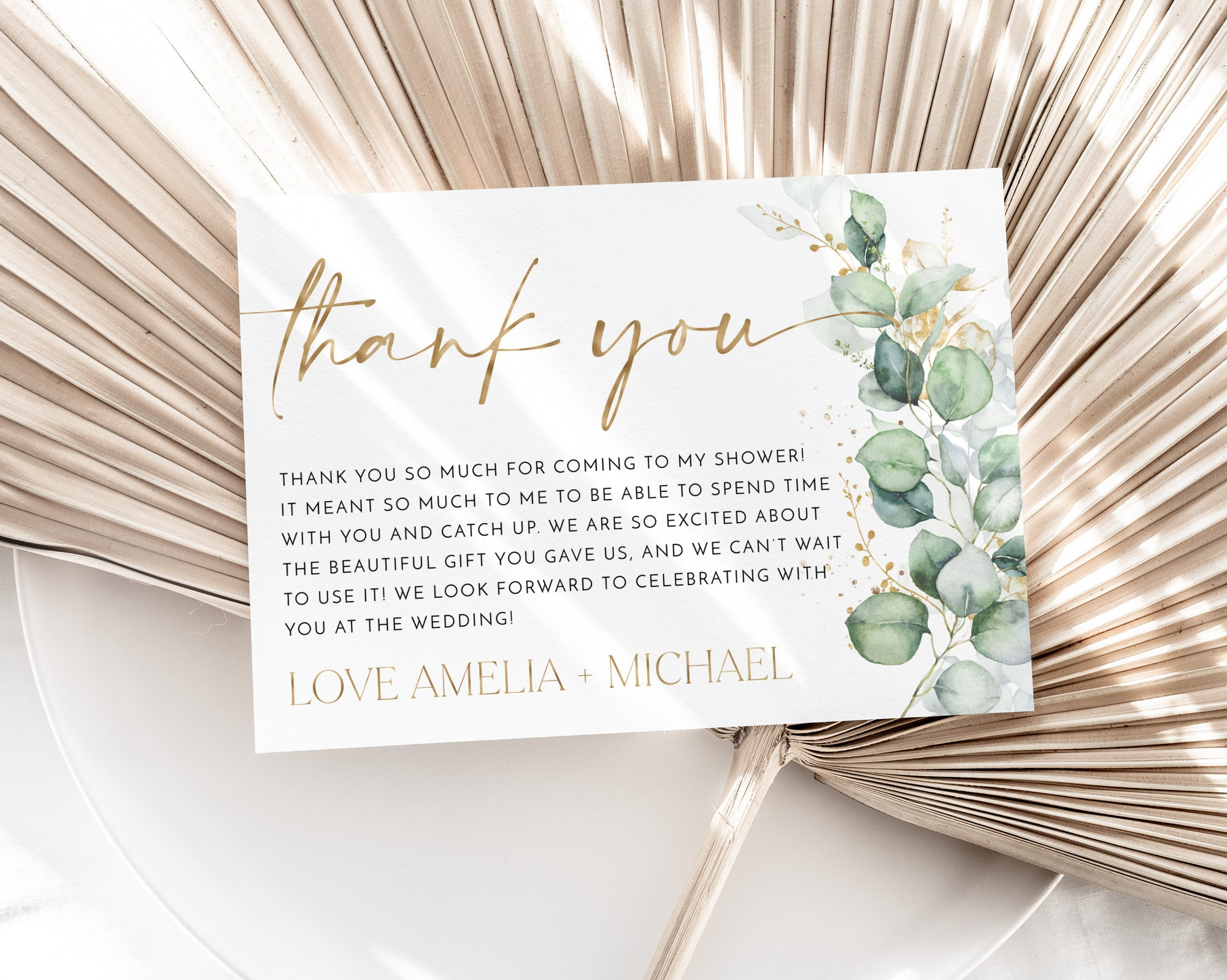 Thank You Card Template, Printable Thank You Card, Instant intended for Thank You Cards Bridal Shower Printable